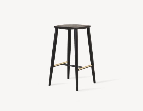 Palmerston Counter Stool (Brass Footrests) | Chairs by Coolican & Company