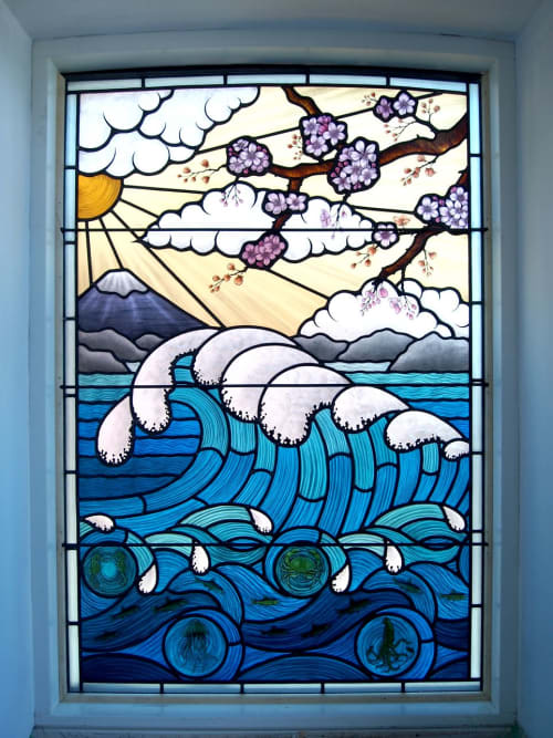 The Wave Stained Glass Window | Art & Wall Decor by Flora Jamieson Stained Glass