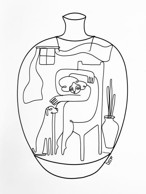 Ode to a Grecian Urn 13 (Pet the Dog) | Sculptures by Wired Sculpture Studios