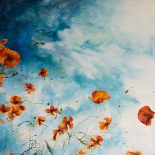 Red Poppies | Oil And Acrylic Painting in Paintings by Sally K. Smith Artist