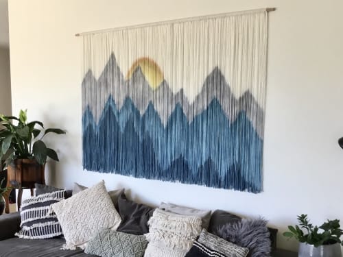 SUNSET TEAL Fiber Art Wall Hanging | Macrame Wall Hanging in Wall Hangings by Wallflowers Hanging Art