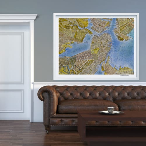 Boston Map | Limited Edition Print | Multiple Sizes Available | Art & Wall Decor by Seth B Minkin Fine Art | Seth B Minkin Studio + Showroom in Boston