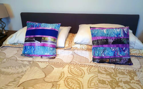 Two Blue Bed Pillows | Pillows by LNozickArt/Design