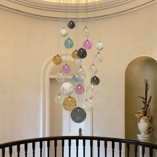 Palazzo Chandelier 25 Glass Globe Pendants in Multiple Color | Pendants by Galilee Lighting