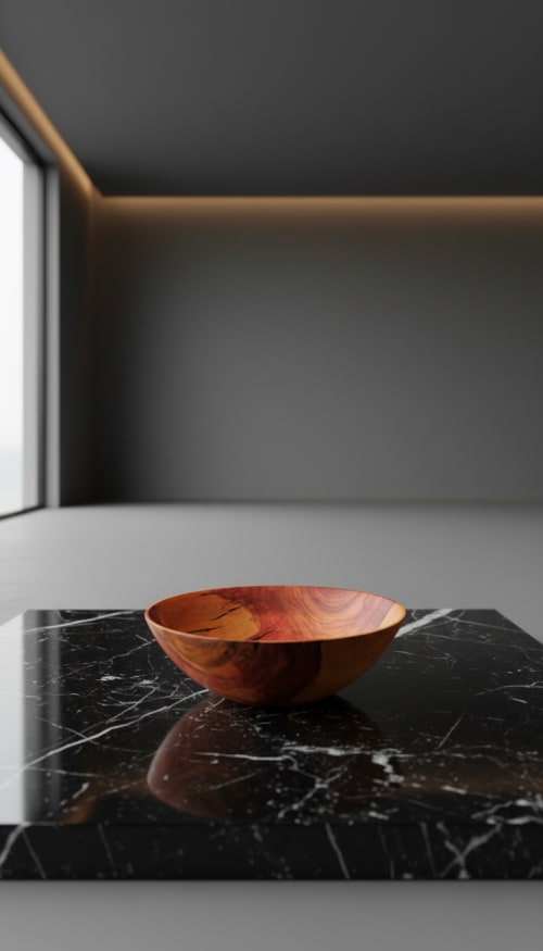 Cherry Wood Bowl with Green Resin | Handcrafted Luxury Art | Decorative Bowl in Decorative Objects by Holzkunst Samuel Meisinger