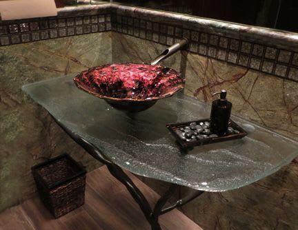 "Eagle Nebula" ~ Hand Blown Glass Vessel Sink | Water Fixtures by White Elk's Visions in Glass - Glass Artisan, Marty White Elk Holmes & COO, Jo Pierce