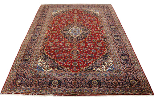 Vintage Red Traditional 10' x 13' 5" Kashan Ghotbi Persian R | Area Rug in Rugs by Magic Rugs