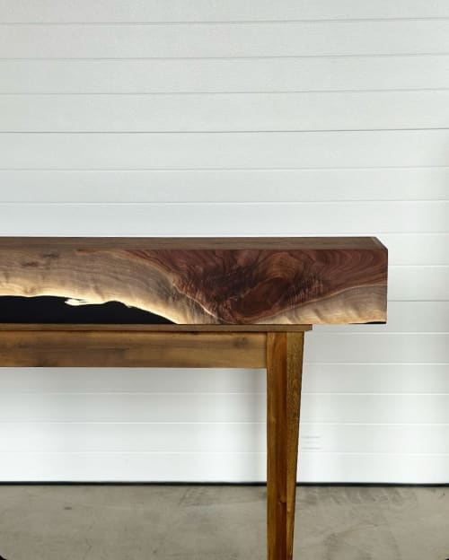 Walnut Suspended River Mantel | Fireplaces by TRH Furniture