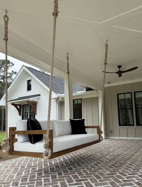 Outdoor Porch Swing Bed | Bimini Teak Swing Daybed | Couches & Sofas by ModHaven