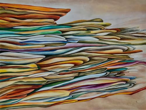 'Golden Cliffs' | Oil And Acrylic Painting in Paintings by Sangeeta Sagar