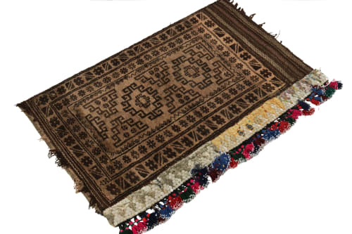 Antique Baluch Persian rug in Beige- Brown Geometric | Rugs by Rug and Kilim