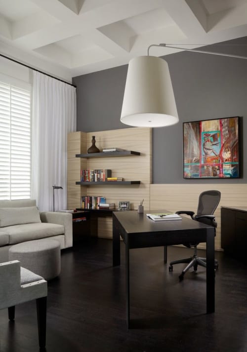DK-33 Desk in Ebonized Ash with Graphite Steel Legs | Tables by Antoine Proulx Furniture, LLC