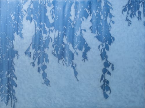 Twilight Birch: 32 x 42" Framed acrylic painting on canvas | Oil And Acrylic Painting in Paintings by Christine So