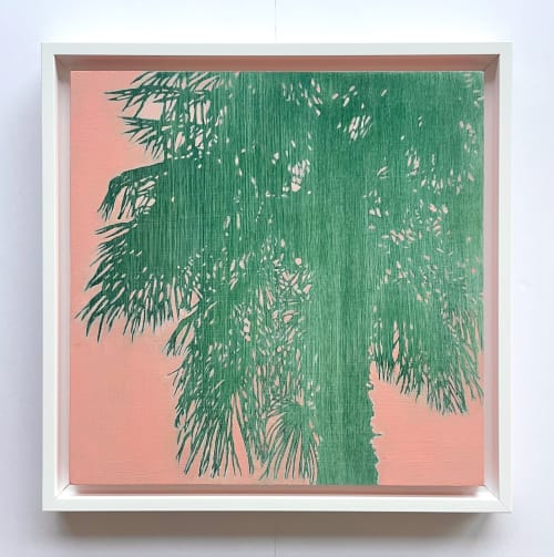 Sunrise Palms (12 x 12 inch Oil Painting on Wood Panel) | Oil And Acrylic Painting in Paintings by Christine So