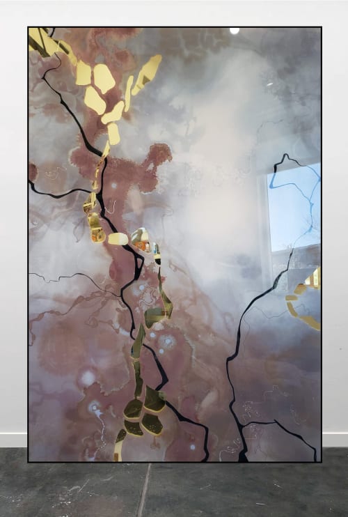 Coral Inverted with Mirror | Mixed Media by Halee Roth Abstract