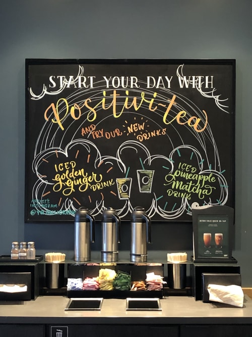 Positivi-tea | Murals by YQ Design | Starbucks in Queens