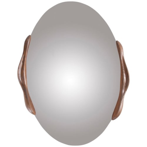 Amorph Oval Shaped Mirror, Stained Graphite Walnut | Decorative Objects by Amorph