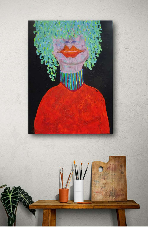 I AM FINE - acrylic portrait painting | Oil And Acrylic Painting in Paintings by Marinela Puscasu