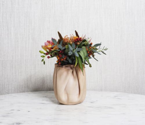 Mini Sculpted Leather Flower Vase | Vases & Vessels by Ian James