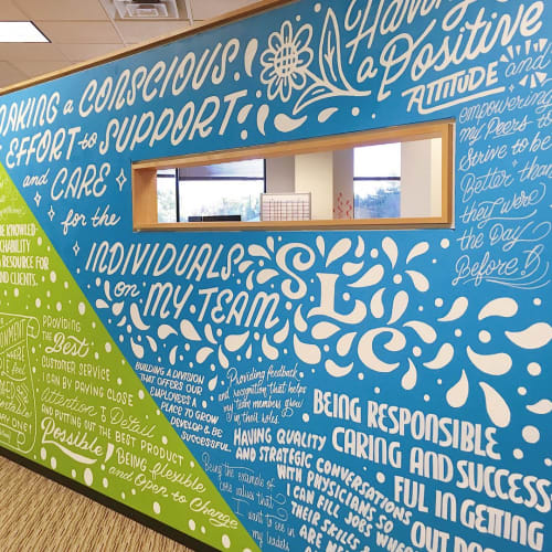 CHG Healthcare Purpose Mural by Ann Chen (Annlettering) seen at CHG Healthcare, Midvale Wescover