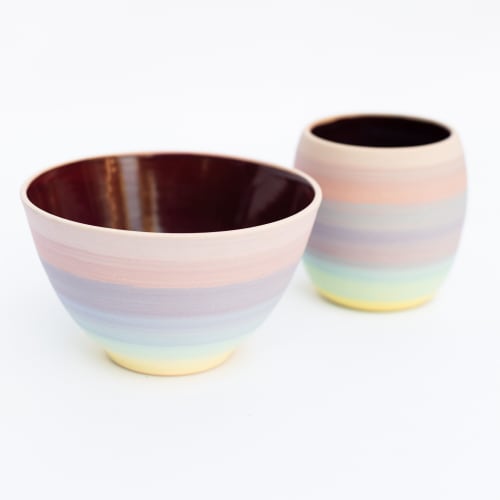 Rainbow Ombre Bowl | Serving Bowl in Serveware by Tina Fossella Pottery