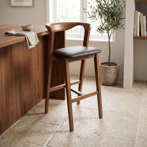 Arco Curved-Back Wooden Bar Stool | Chairs by Kleinhaus Furniture