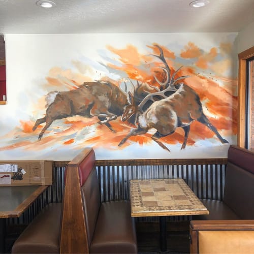 Fluid Wildlife Mural | Murals by Josh Scheuerman | Gateway Grille in Kamas
