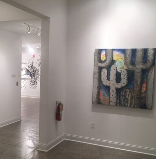 Silver Cactus Painting | Paintings by Missy Pierce | Bailey Contemporary Arts in Pompano Beach