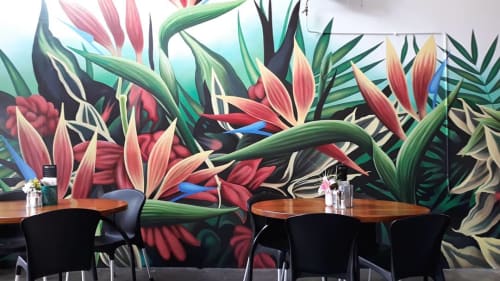 Tropical flowers | Murals by Jeremy Shirley | Koko Cafe in Hamilton