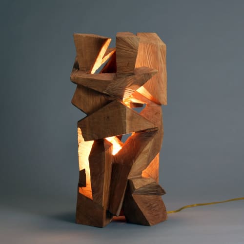 Copper Canyon, Carved Cherry Light Sculpture | Lamps by Phil Woodward Art