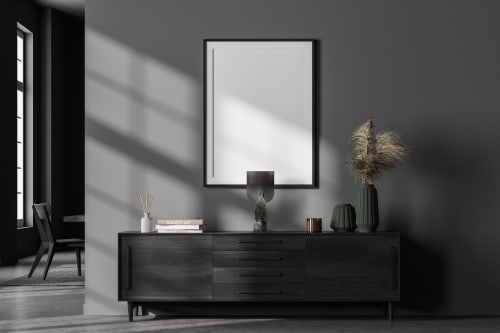 "Ophelia" Contemporary table mirror in Travertine marble | Decorative Objects by Carcino Design