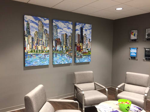 Chicago Triptych Painting | Paintings by Sue Averell | Chicago in Chicago