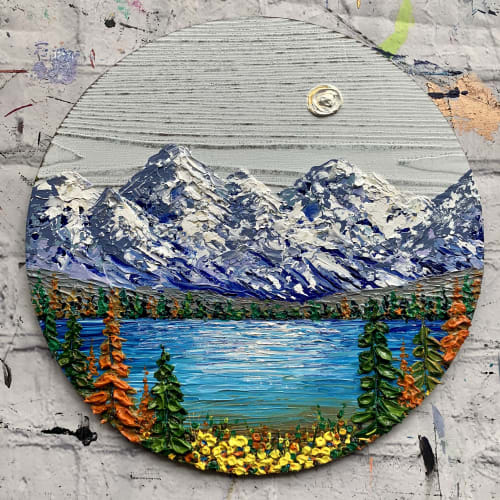 Acrylic painting on wood, mountain landscape | Paintings by Expression By Nada