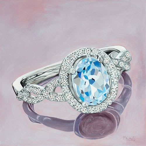 Oval Aqua Marine Ring - Vibrant Giclée Print | Prints in Paintings by Michelle Keib Art
