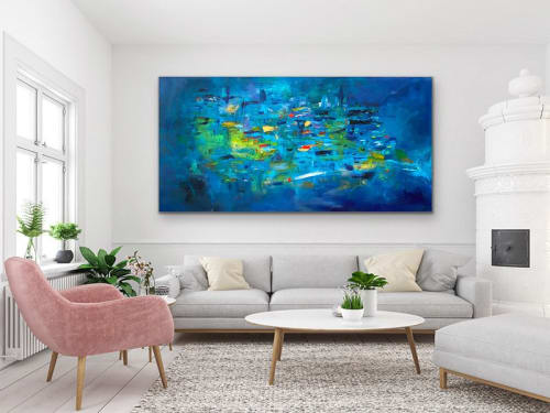 Blue Bayou Acrylic Abstract | Paintings by Strokes by Red - Red (Linda Harrison)