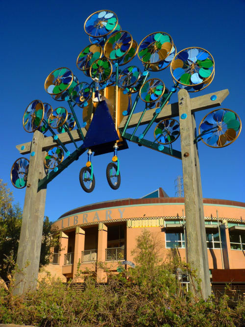 Wheeley Whirly Peacock | Public Sculptures by Patricia Vader | Orinda Library in Orinda