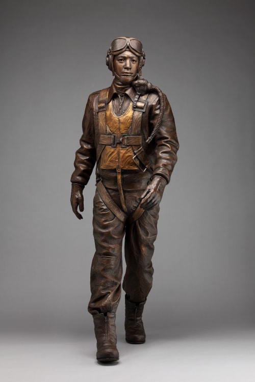 Tuskegee Airman, Joe Gomer | Public Sculptures by Sutton Betti | Ellsworth Community College in Iowa Falls