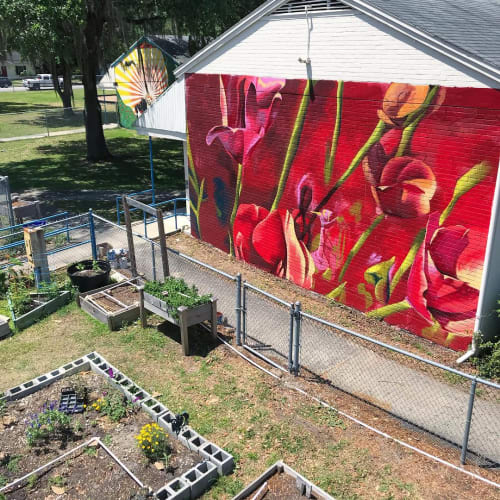 Red Flowers | Murals by Nicole Holderbaum (Nico) | Sidney Lanier Center in Gainesville