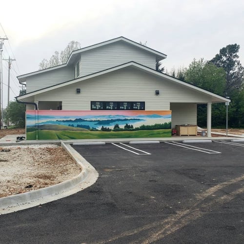 Landscape Mural | Murals by Samuel Hale | Mount Comfort Veterinary Care in Fayetteville