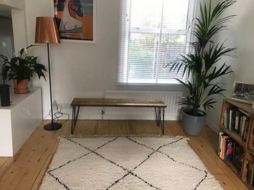 Reclaimed Wood Bench With Black Hairpins | Benches & Ottomans by Riz and Mica •Make• | Private Residence - Plaistow, London in London