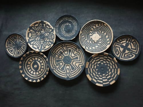 Natural Baskets for Boho Wall Decor Set of 8 | Ornament in Decorative Objects by Sarmal Design