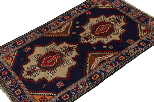 Rug & Kilim’s Afghan Baluch Tribal Rug in Navy Blue | Rugs by Rug and Kilim