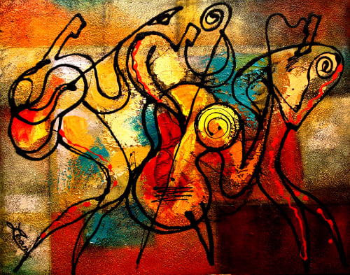 Abstract Jazz Canvas Art Print by Leon Zernitsky | Prints in Paintings by Leon Zernitsky Art