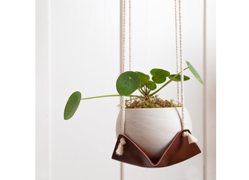 Large Leather Plant Hammock | Plant Hanger in Plants & Landscape by Keyaiira | leather + fiber | Artist Studio in Santa Rosa