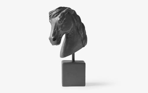 Small Horse Head Bust Compressed Marble Powder in Black | Sculptures by LAGU