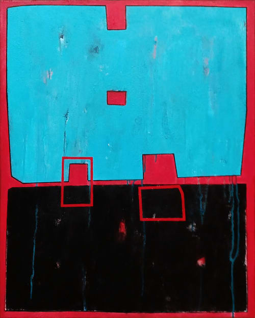 Blue and black composition | Oil And Acrylic Painting in Paintings by Luis Medina