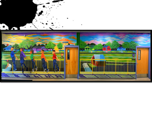 The Bridge Mural | Murals by artofYungai | KIPP STRIVE Academy in Atlanta