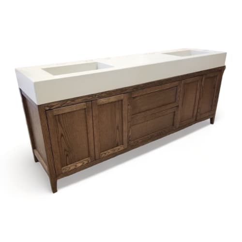 Garfield Vanity Base with Concrete Top | Furniture by Wood and Stone Designs