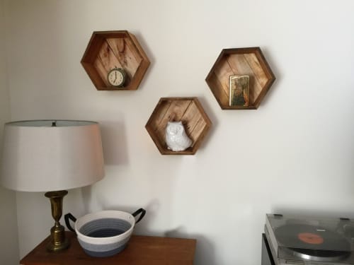 Pallet Hexagon Shelves | Wall Hangings by Handmades by Honkey