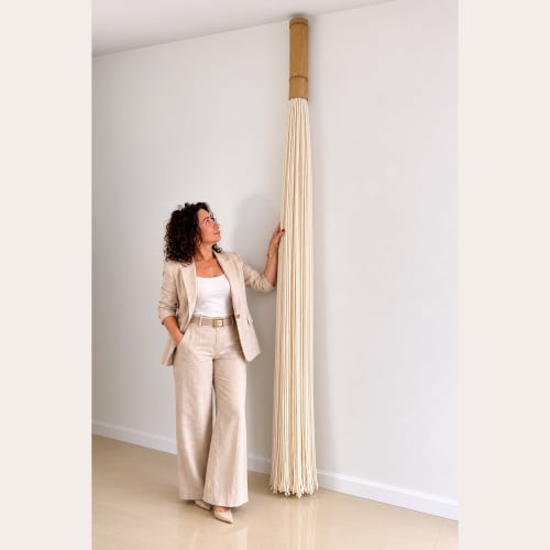 Single Bamboo Fiber Art Wall Module for Custom Installations | Sculptures by Olivia Fiber Art